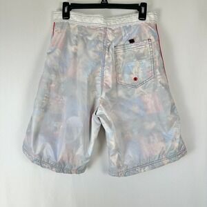 Vintage Aaron Chang Mens Board Shorts 32 Swim Trunks Ripstop Photo Print USA Y2K